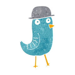 cartoon bluebird wearing hat