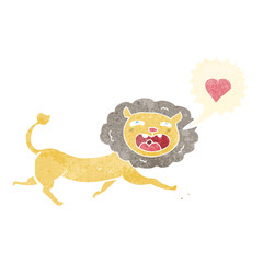 cartoon lion with love heart