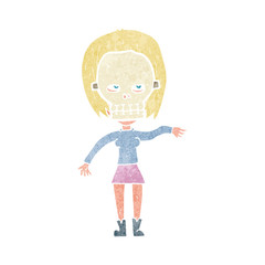 cartoon woman in spooky skull mask