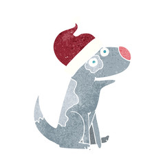 cartoon dog wearing christmas hat