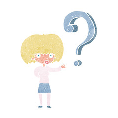 cartoon woman with question