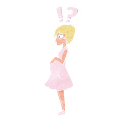 cartoon confused pregnant woman