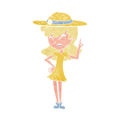 cartoon woman wearing summer hat