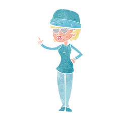 cartoon woman wearing winter hat