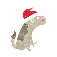 cartoon dog in christmas hat