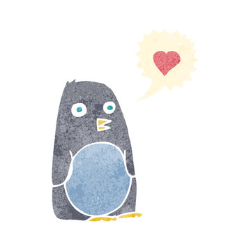 Cartoon Penguin With Love Heart