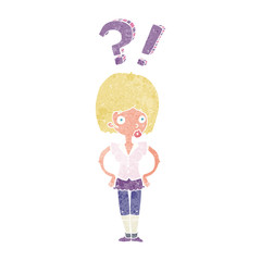 cartoon woman asking question