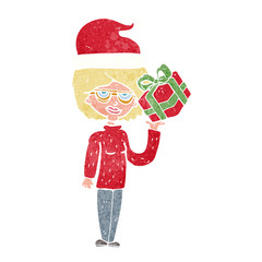 cartoon woman getting ready for christmas