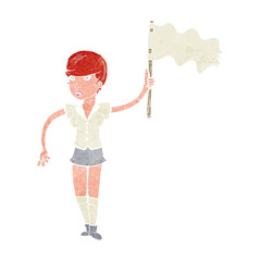 cartoon woman waving white flag