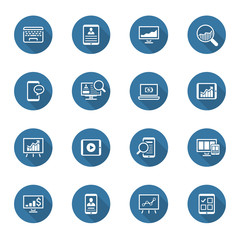 Flat Design Icon Set. Long Shadow.