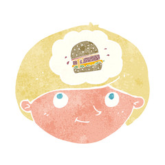 cartoon man thinking about junk food