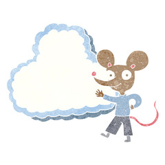 cartoon mouse with cloud text space