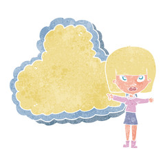 cartoon woman with cloud text space