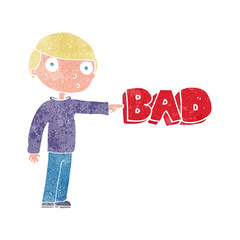 cartoon man pointing out the bad
