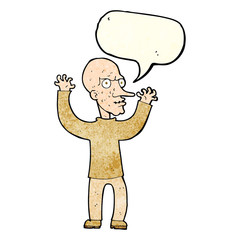 cartoon mean man with speech bubble