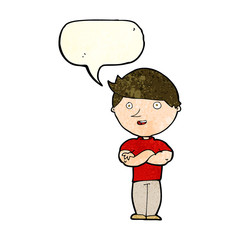 cartoon happy man with speech bubble