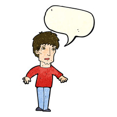 cartoon surprised man with speech bubble