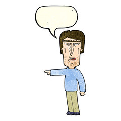 cartoon pointing man with speech bubble