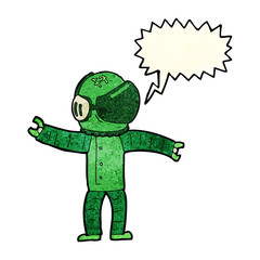 cartoon astronaut with speech bubble