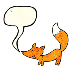 cartoon little fox with speech bubble