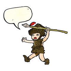 cartoon caveman with speech bubble