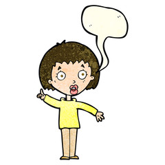 cartoon woman explaining her point with speech bubble