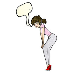 cartoon woman posing with speech bubble