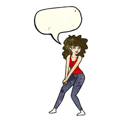 cartoon woman posing with speech bubble