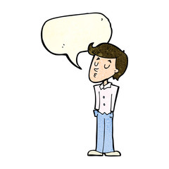 cartoon calm man with speech bubble