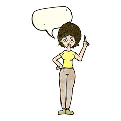 cartoon woman explaining her point with speech bubble