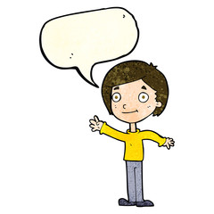 cartoon happy boy with speech bubble