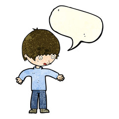 cartoon confused boy with speech bubble