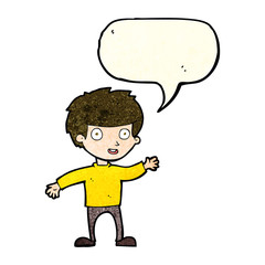 cartoon happy boy with speech bubble