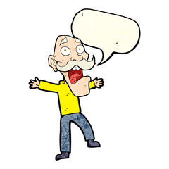 cartoon shocked old man with speech bubble