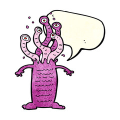 cartoon monster with speech bubble