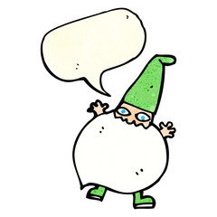 cartoon tiny santa with speech bubble