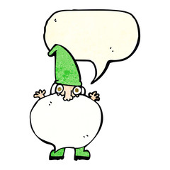 cartoon tiny santa with speech bubble