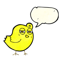 funny cartoon bird with speech bubble