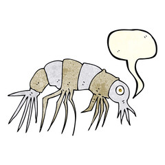 cartoon shrimp with speech bubble
