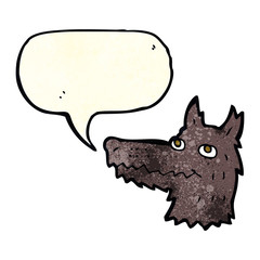 cartoon wolf head with speech bubble