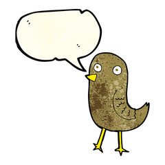 funny cartoon bird with speech bubble