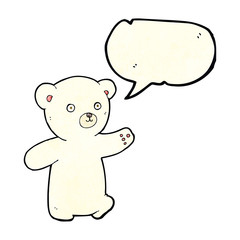 cartoon polar bear cub with speech bubble