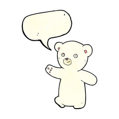 cartoon polar bear cub with speech bubble