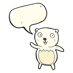 cartoon polar bear cub with speech bubble