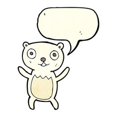 cartoon polar bear cub with speech bubble