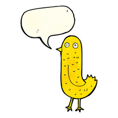 funny cartoon bird with speech bubble