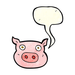 cartoon pig face with speech bubble