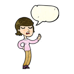 cartoon woman ignoring with speech bubble