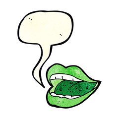 cartoon smiling halloween mouth with speech bubble