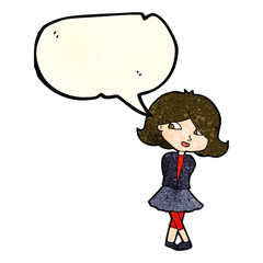 cartoon happy girl with speech bubble